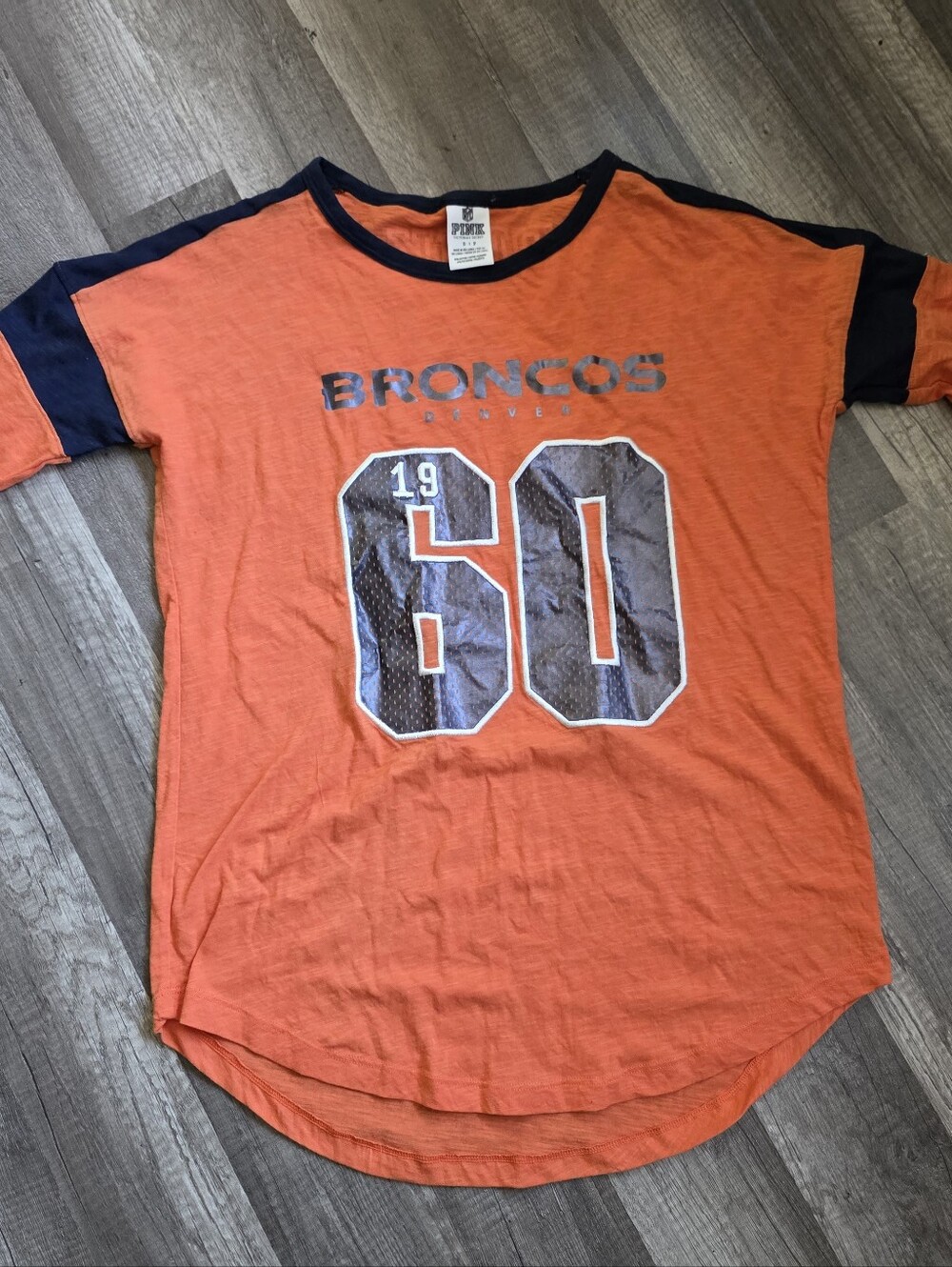 Victorias Secret Pink Denver Broncos Orange Team Tee Short Sleeve 90s Y2K